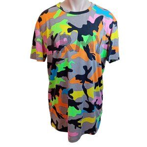 NWOT Designer Get Me Fly Army Rhinestone T-Shirt Camo Streetwear Graphic Tee XL